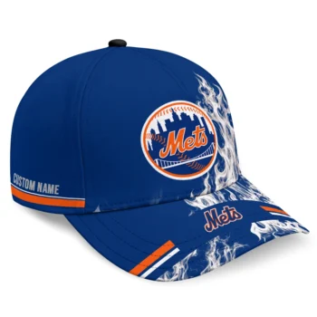 New York Mets Cap - Custom Smoke Flames Blue