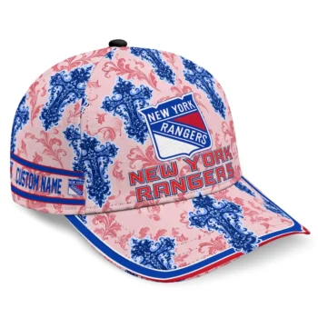 New York Rangers Cap - Customized Damask Pattern Blue White