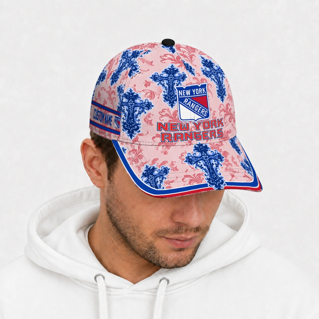 new-york-rangers-cap-customized-damask-pattern-blue-white-new-arrival.webp
