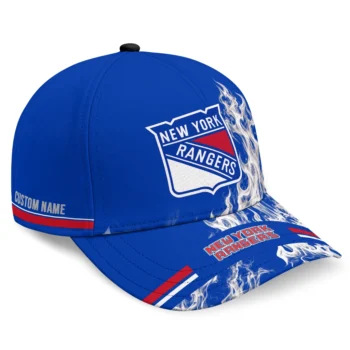 New York Rangers Cap - Customized Smoke Flames Blue