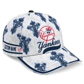 New York Yankees Cap - Customized Damask Pattern Navy White