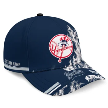 New York Yankees Cap - Customized Smoke Flames Navy