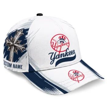 New York Yankees Cap - Personalized Grunge Cross Navy White
