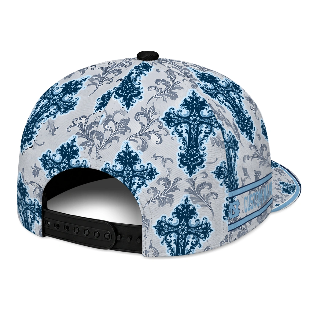 north-carolina-tar-heels-cap-customized-damask-pattern-light-blue-white-fashion-forward.webp