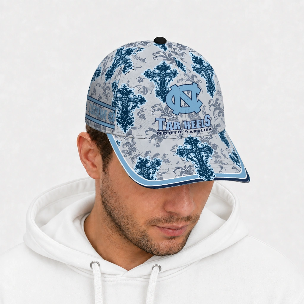 north-carolina-tar-heels-cap-customized-damask-pattern-light-blue-white-new-arrival.webp