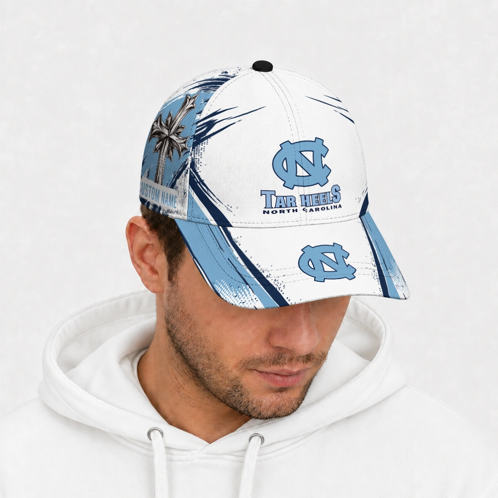 north-carolina-tar-heels-cap-customized-grunge-cross-light-blue-white-new-arrival.webp
