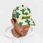 north-dakota-state-bison-cap-personalized-damask-pattern-green-white-best-selling.webp