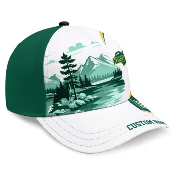 North Dakota State Bison Cap - Personalized Flat Illustration Green White