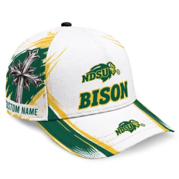 North Dakota State Bison Cap - Personalized Grunge Cross Green White