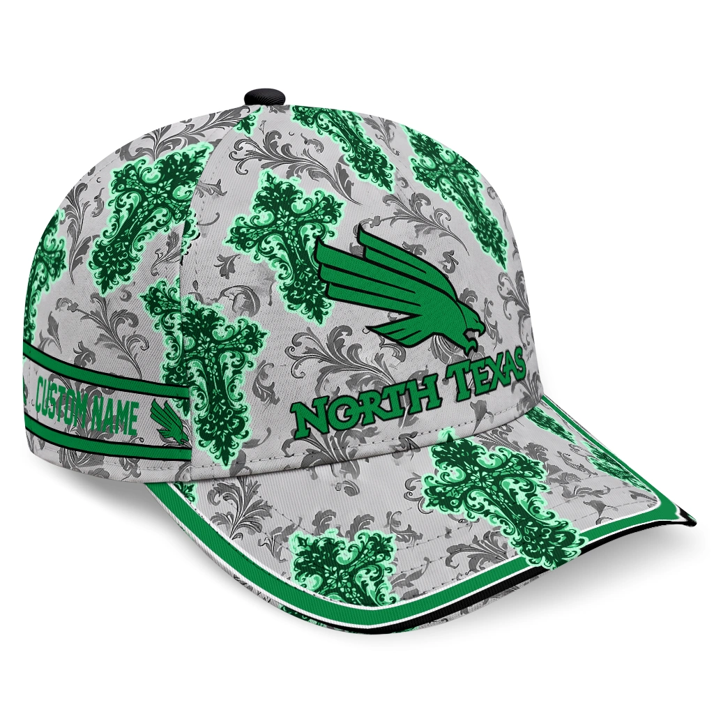 north-texas-mean-green-cap-personalized-damask-pattern-green-white-best-selling.webp north texas mean green cap personalized damask pattern green white best selling