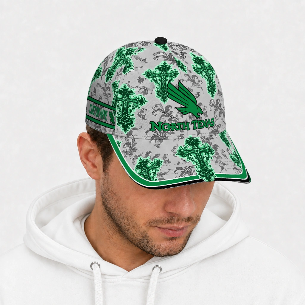north-texas-mean-green-cap-personalized-damask-pattern-green-white-new-arrival.webp
