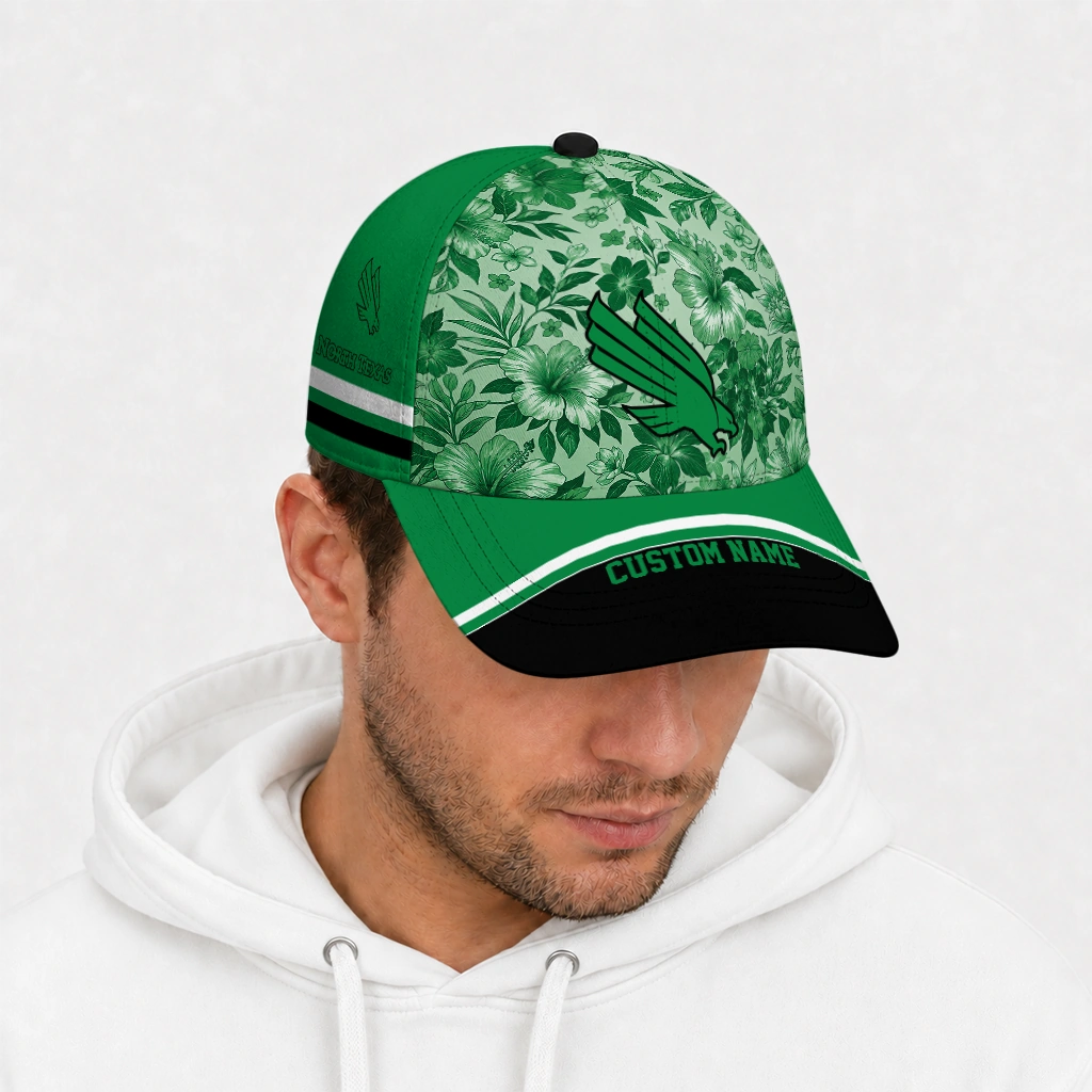 north-texas-mean-green-cap-personalized-tropical-floral-green-new-arrival.webp