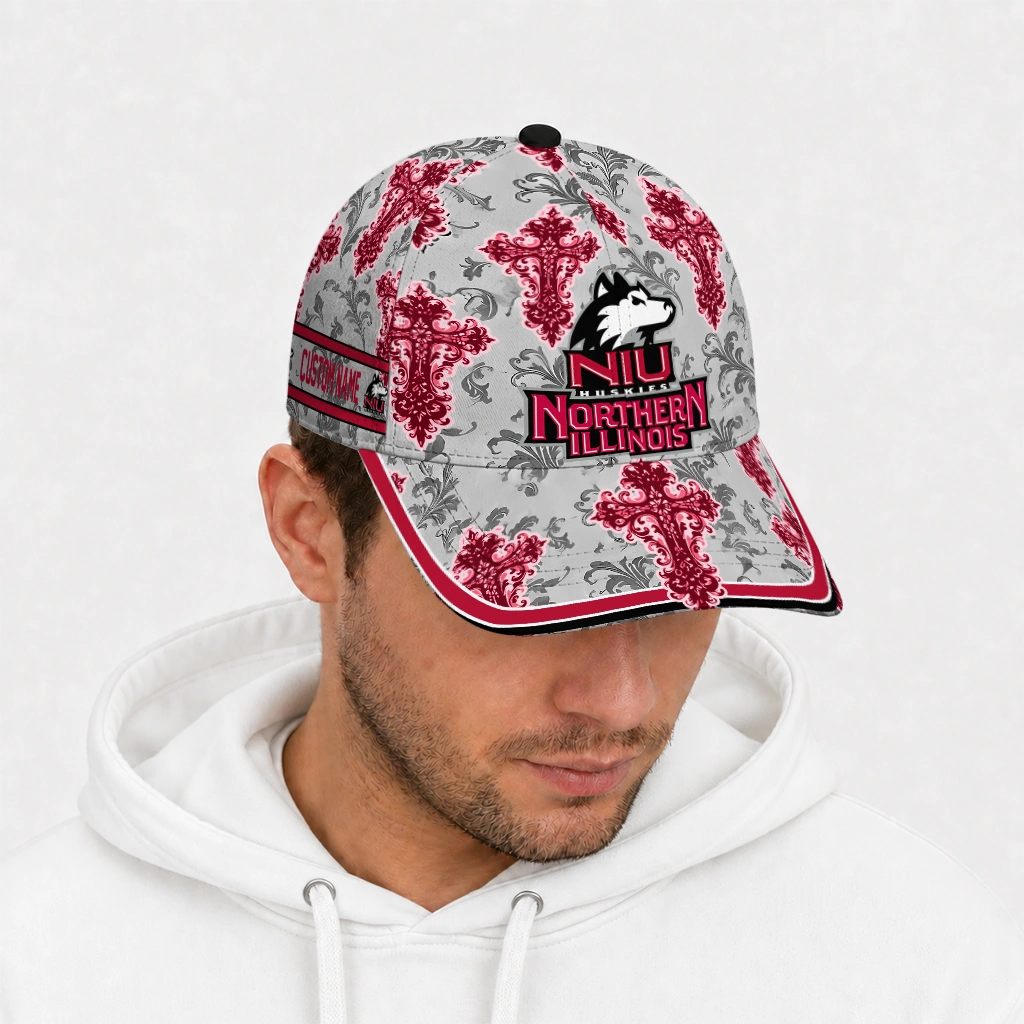 northern-illinois-huskies-cap-custom-damask-pattern-red-white-new-arrival.webp