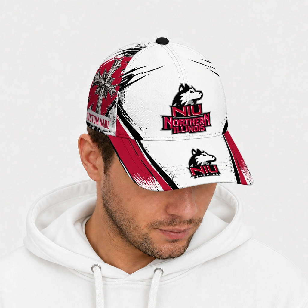 northern-illinois-huskies-cap-custom-grunge-cross-red-white-new-arrival.webp