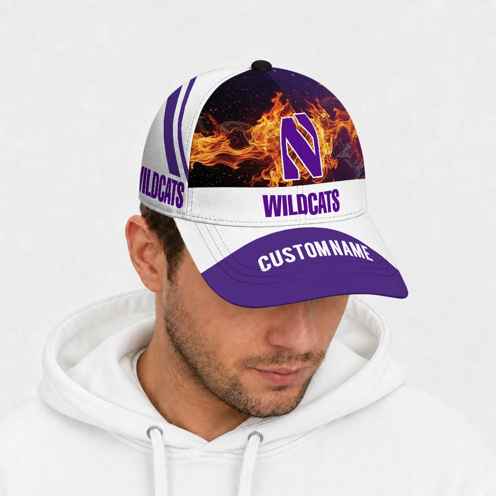 northwestern-wildcats-cap-customized-blazing-fire-purple-new-arrival.webp