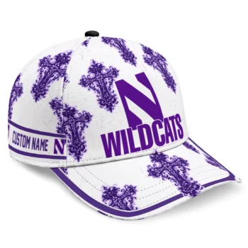 Northwestern Wildcats Cap - Customized Damask Pattern Purple White