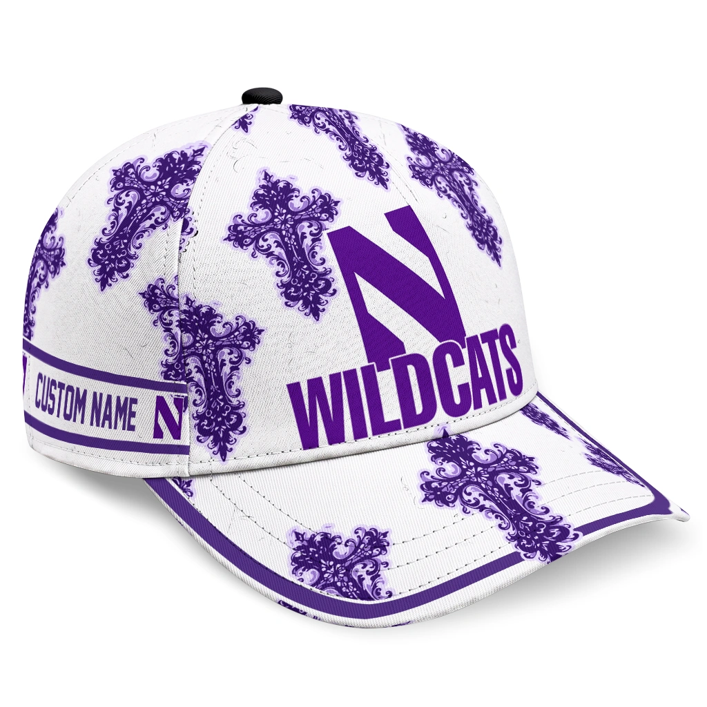 northwestern-wildcats-cap-customized-damask-pattern-purple-white-best-selling.webp northwestern wildcats cap customized damask pattern purple white best selling