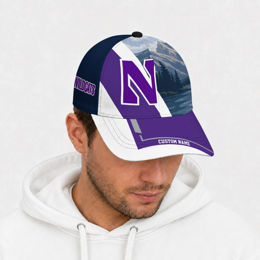 northwestern-wildcats-cap-customized-diagonal-slash-purple-new-arrival.webp