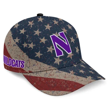 Northwestern Wildcats Cap - Customized Distressed Stars Navy
