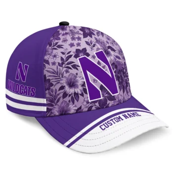 Northwestern Wildcats Cap - Customized Tropical Floral Purple