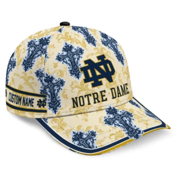 Notre Dame Fighting Irish Cap - Personalized Damask Pattern Navy White