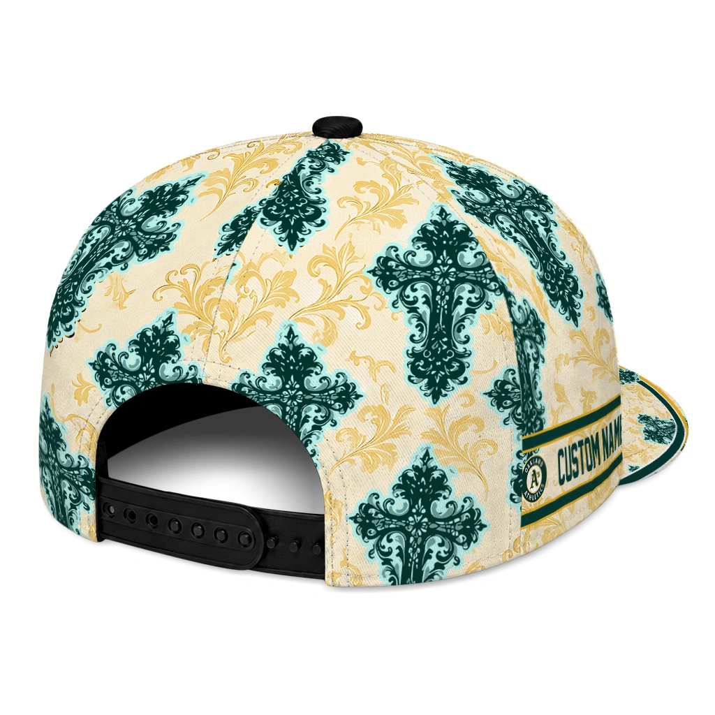 oakland-athletics-cap-personalized-damask-pattern-green-white-fashion-forward.webp