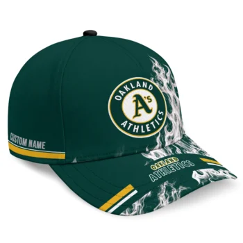 Oakland Athletics Cap - Personalized Smoke Flames Green
