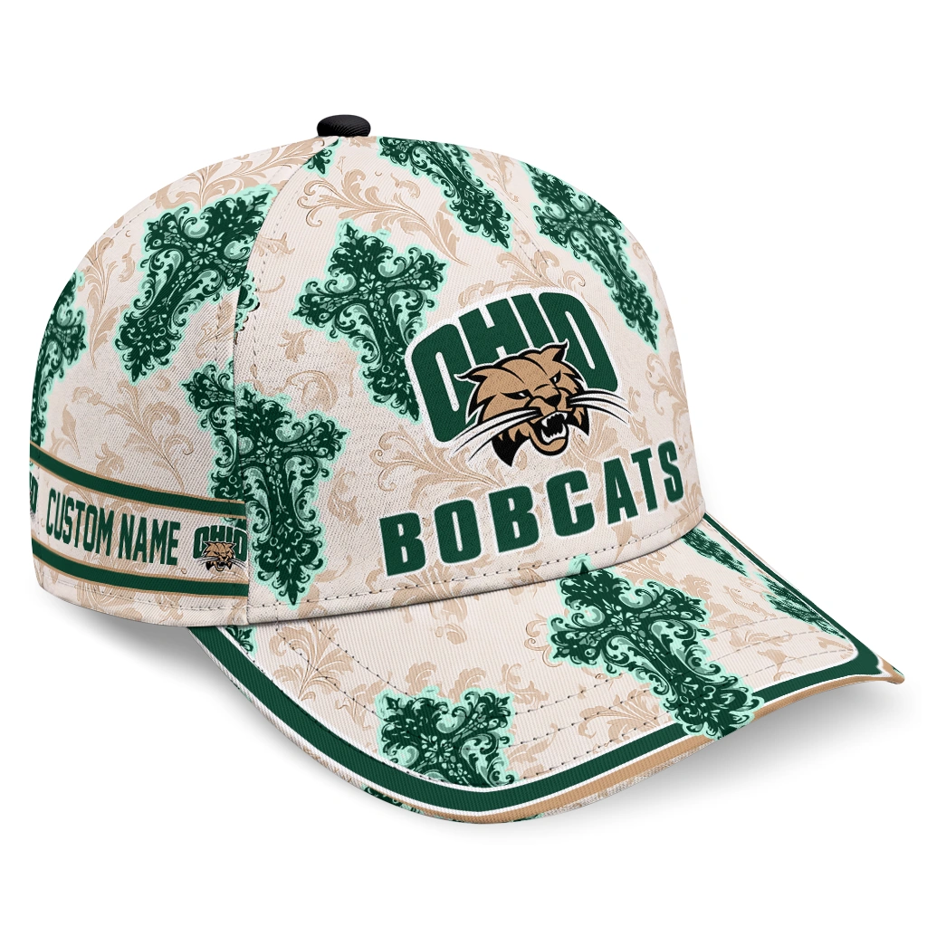 ohio-bobcats-cap-customized-damask-pattern-green-white-best-selling.webp ohio bobcats cap customized damask pattern green white best selling