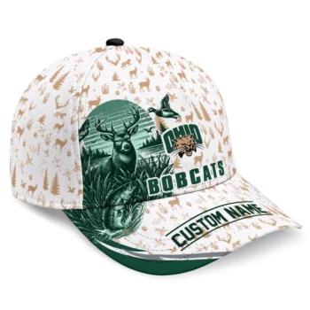 Ohio Bobcats Cap - Customized Toile Pattern Green White