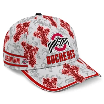 Ohio State Buckeyes Cap - Custom Damask Pattern Scarlet White