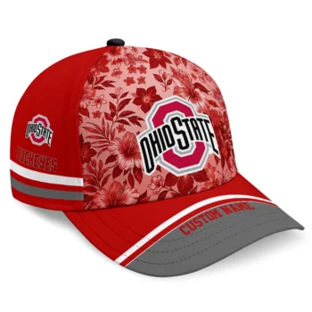 Ohio State Buckeyes Cap - Custom Tropical Floral Scarlet