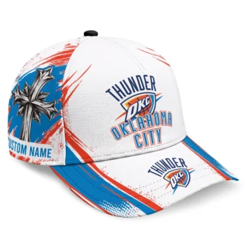Oklahoma City Thunder Cap - Custom Grunge Cross Blue White