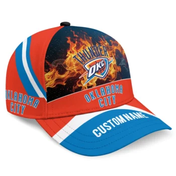 Oklahoma City Thunder Cap - Customized Blazing Fire Blue