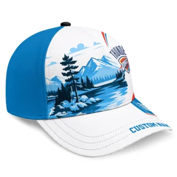 Oklahoma City Thunder Cap - Personalized Flat Illustration Blue White
