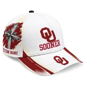 Oklahoma Sooners Cap - Personalized Grunge Cross Crimson White