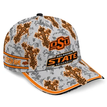 Oklahoma State Cowboys Cap - Customized Damask Pattern Orange White