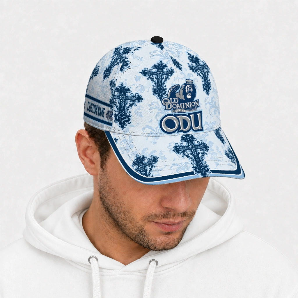 old-dominion-monarchs-cap-personalized-damask-pattern-blue-white-new-arrival.webp