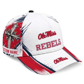 Ole Miss Rebels Cap - Custom Grunge Cross Red White