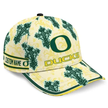 Oregon Ducks Cap - Custom Damask Pattern Green White