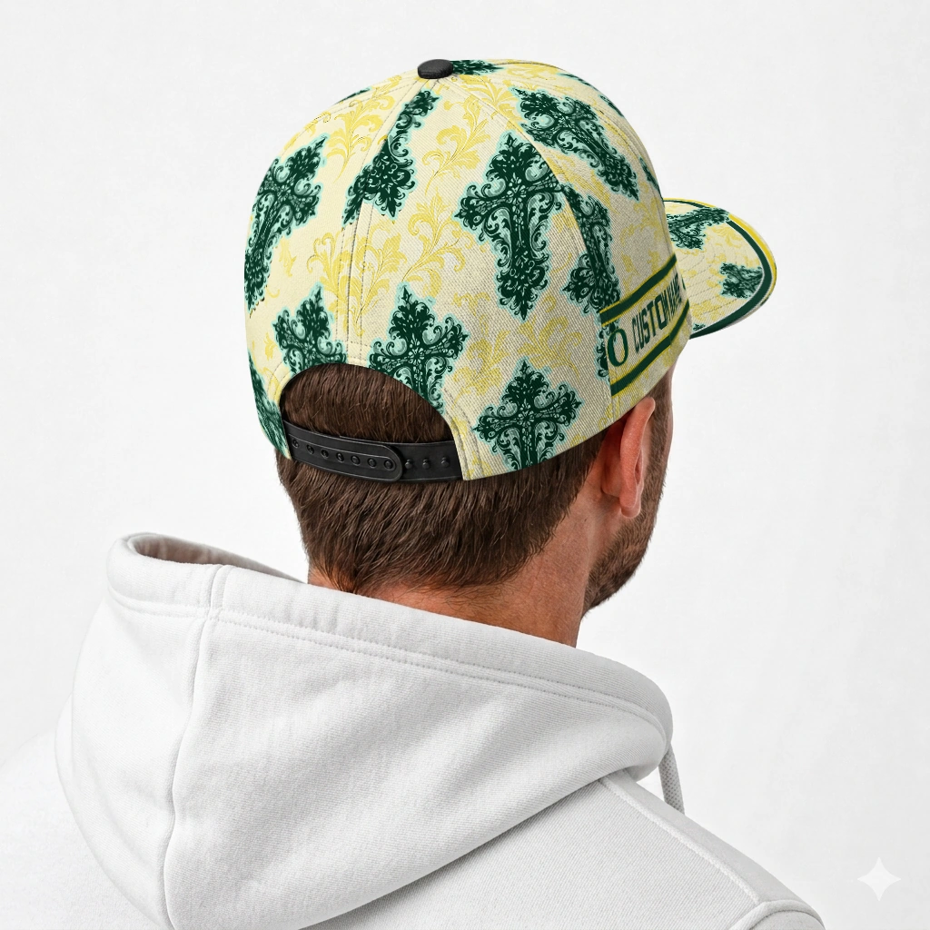 oregon-ducks-cap-custom-damask-pattern-green-white-latest-model.webp