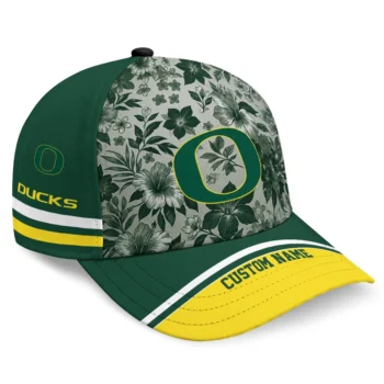 Oregon Ducks Cap - Custom Tropical Floral Green