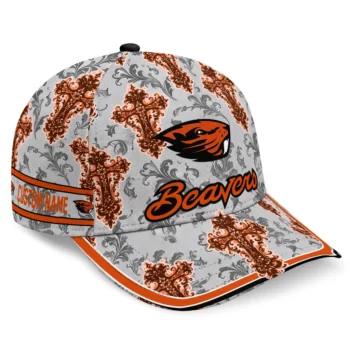 Oregon State Beavers Cap - Customized Damask Pattern Orange White