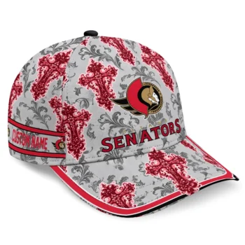 Ottawa Senators Cap - Personalized Damask Pattern Red White