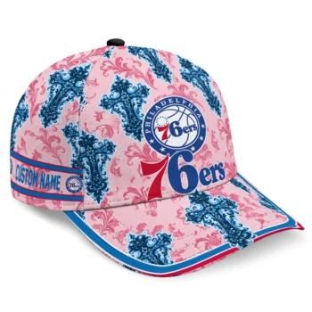Philadelphia 76ers Cap - Customized Damask Pattern Blue White