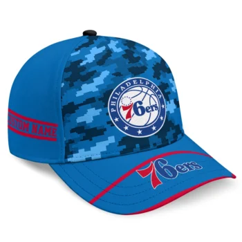 Philadelphia 76ers Cap - Personalized Pixel Camo Blue
