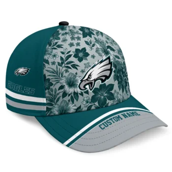 Philadelphia Eagles Cap - Customized Tropical Floral Green