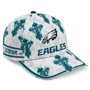 Philadelphia Eagles Cap - Personalized Damask Pattern Green White