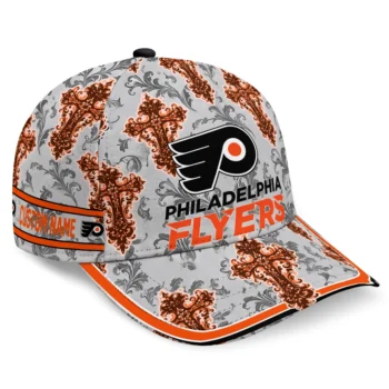 Philadelphia Flyers Cap - Custom Damask Pattern Orange White