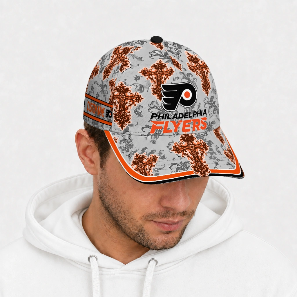 philadelphia-flyers-cap-custom-damask-pattern-orange-white-new-arrival.webp