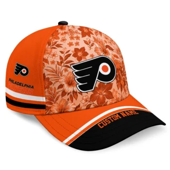 Philadelphia Flyers Cap - Personalized Tropical Floral Orange